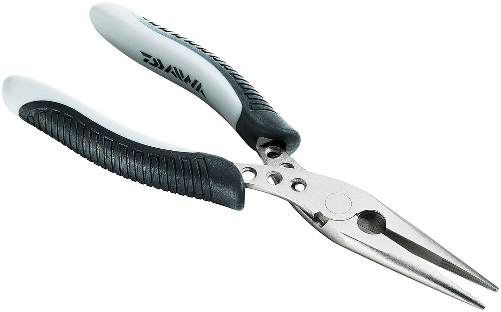 Daiwa D-Vec Tools Needle Nose Pliers provide precise grip for saltwater fishing.