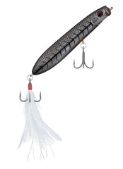 Daiwa Evergreen SB topwater plug, front view, showcases 619 Black Bone color for surface strikes.