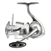 Daiwa Exist G LT spinning reel in black, streamlined front view for precise casting.