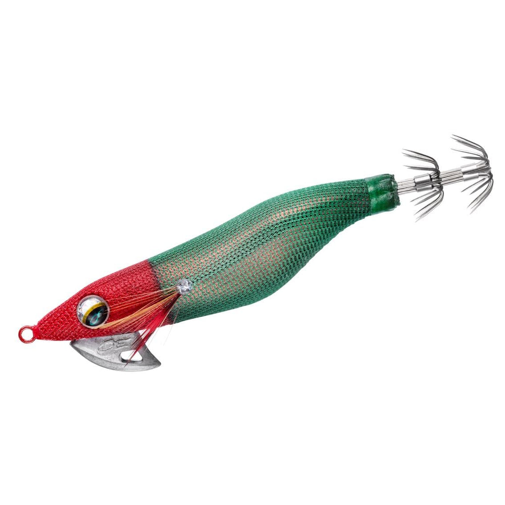 Daiwa Ika Metal Omorig emerald-egi 2.5 red-green side view for night squid jigging