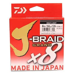 Daiwa J-Braid Grand 0-003 inch diameter close-up shows thin, durable braid.