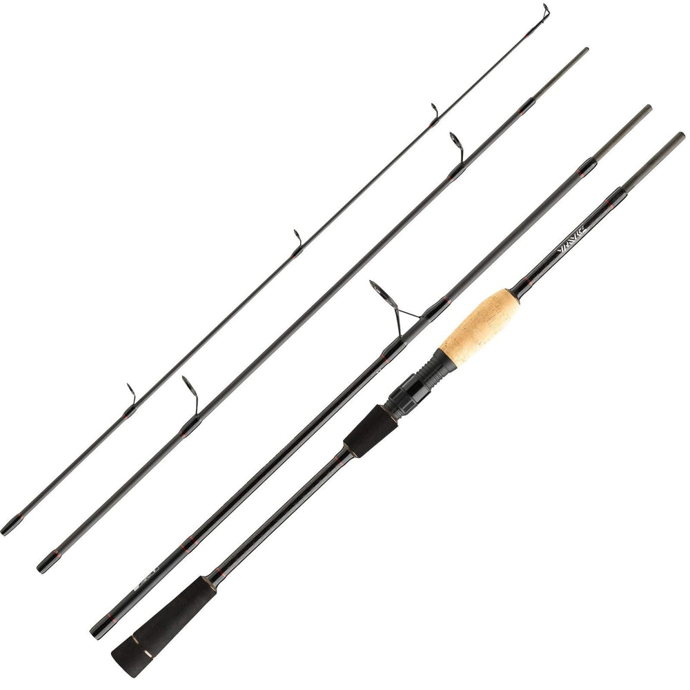 Daiwa Megaforce travel spin rod shown with compact transport length for on-the-go fishing