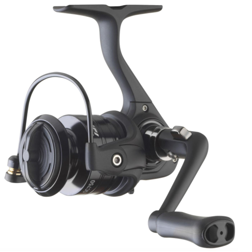 Daiwa QC750 ultralight spinning reel with graphite frame, ideal for panfish and trout fishing