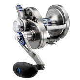 Daiwa Saltiga lever-drag 2-speed reel front view for saltwater durability.