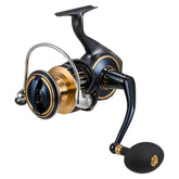 Daiwa Saltiga spinning reel close-up showing rugged durability for saltwater battles