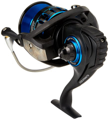 Daiwa Saltist 6500 Black spinning reel - side profile with line capacity view