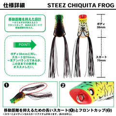 Daiwa Steez Chikita Frog Clear Pink 38mm tungsten weight supports balanced dives