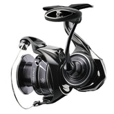 Daiwa Tatula MQ spin reel closeup shows eight-ball bearings for smooth retrieves.