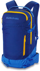 Dakine Heli Pro 24L Deep Blue front view showing compact design for quick access on powder days