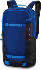 Dakine Mission Pro 18L Deep Blue — front view with organized gear carry