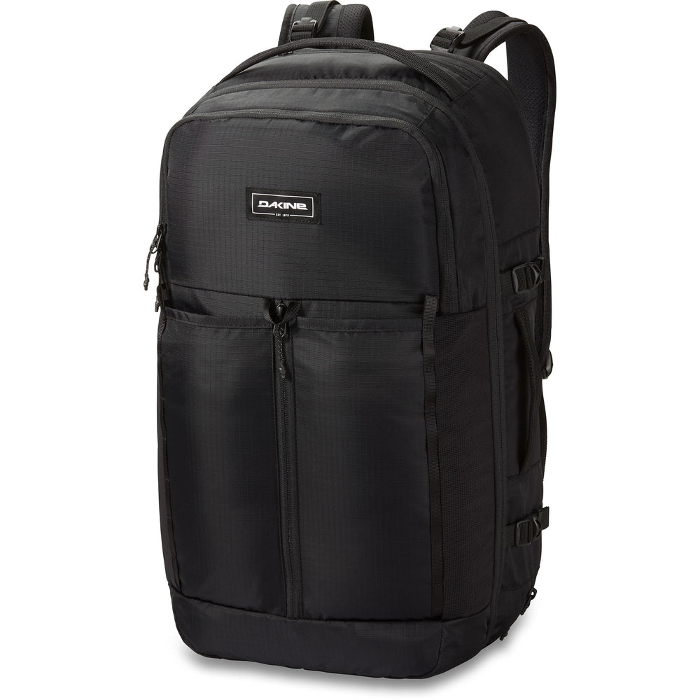 Dakine Split Adventure 38L front view shows durable black ripstop exterior for travel-ready gear.
