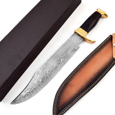 Damascus Depot 15.5-inch D-2 Bowie knife with long blade for rugged outdoor tasks