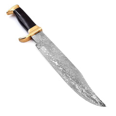Damascus Depot blade shows a blood groove for lighter weight and smoother slicing