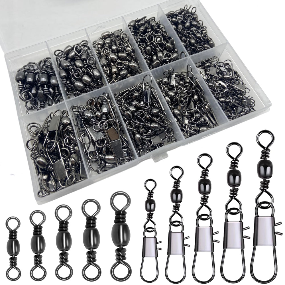 DAMIDEL 260pcs stainless steel barrel swivels kit – front view
