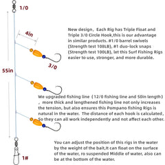 Upgraded 12/0 fishing line, 50-inch length for pompano rigs