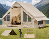 DanCoom inflatable camping tent front view showcases spacious living area for family trips.