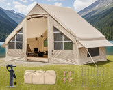 DanCoom inflatable tent exterior highlights spacious four to six person camping comfort.