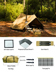Dandelion Shell Hot Tent Cabin Plus X3 interior offers spacious room for 2–3 campers