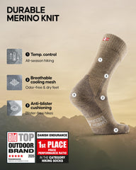 DANISH ENDURANCE merino socks beige, arch-support detail for stable strides