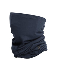Danish Endurance merino snood in dark navy close-up highlighting ultra-soft fibers