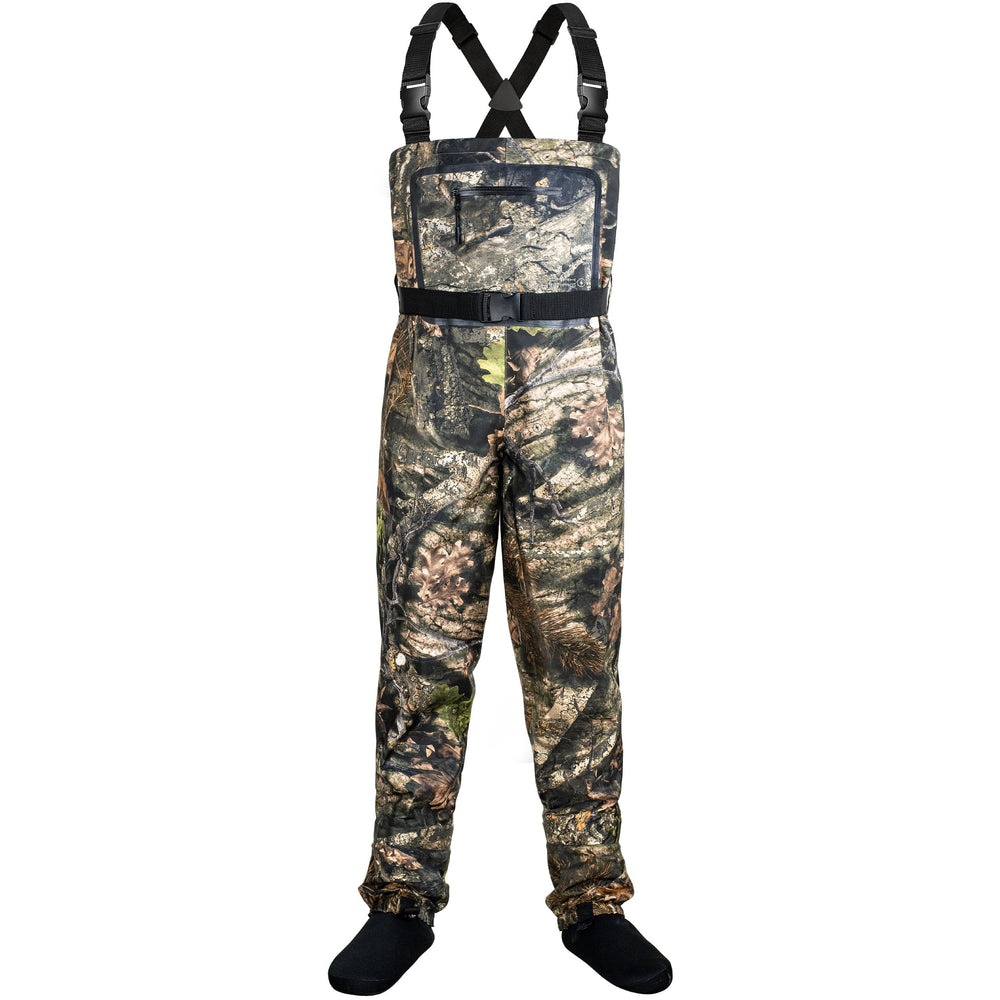 Dark Lightning chest waders with front waterproof pocket for quick gear access.