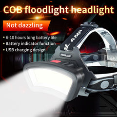 DARKBEAM COB Floodlight Headlamp side-angle demonstrates wide beam for working in tight spaces