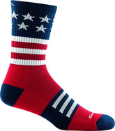 Darn Tough 1976 Captain Stripe micro crew sock closeup highlighting cushioned underfoot for all-day comfort