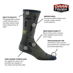 Darn Tough ABC Boot Midweight Cushion black top view highlights seamless comfort.