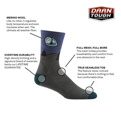Darn Tough forest color sock, lightweight cushion for daily wear and travel.