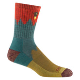 Darn Tough Vermont men's Number 2 micro crew teal socks with midweight cushioning for hiking.