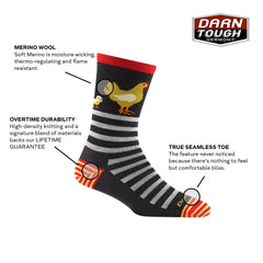 Darn Tough Vermont Animal Haus Crew Lagoon sock closeup showcases soft Merino blend.