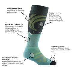 Darn Tough Vermont Aurora OTC socks side profile highlighting lightweight warmth for active wear