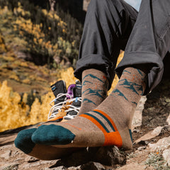 Darn Tough Vermont Hike Hut Micro Crew socks, side view, midweight cushioning for all-day activity.