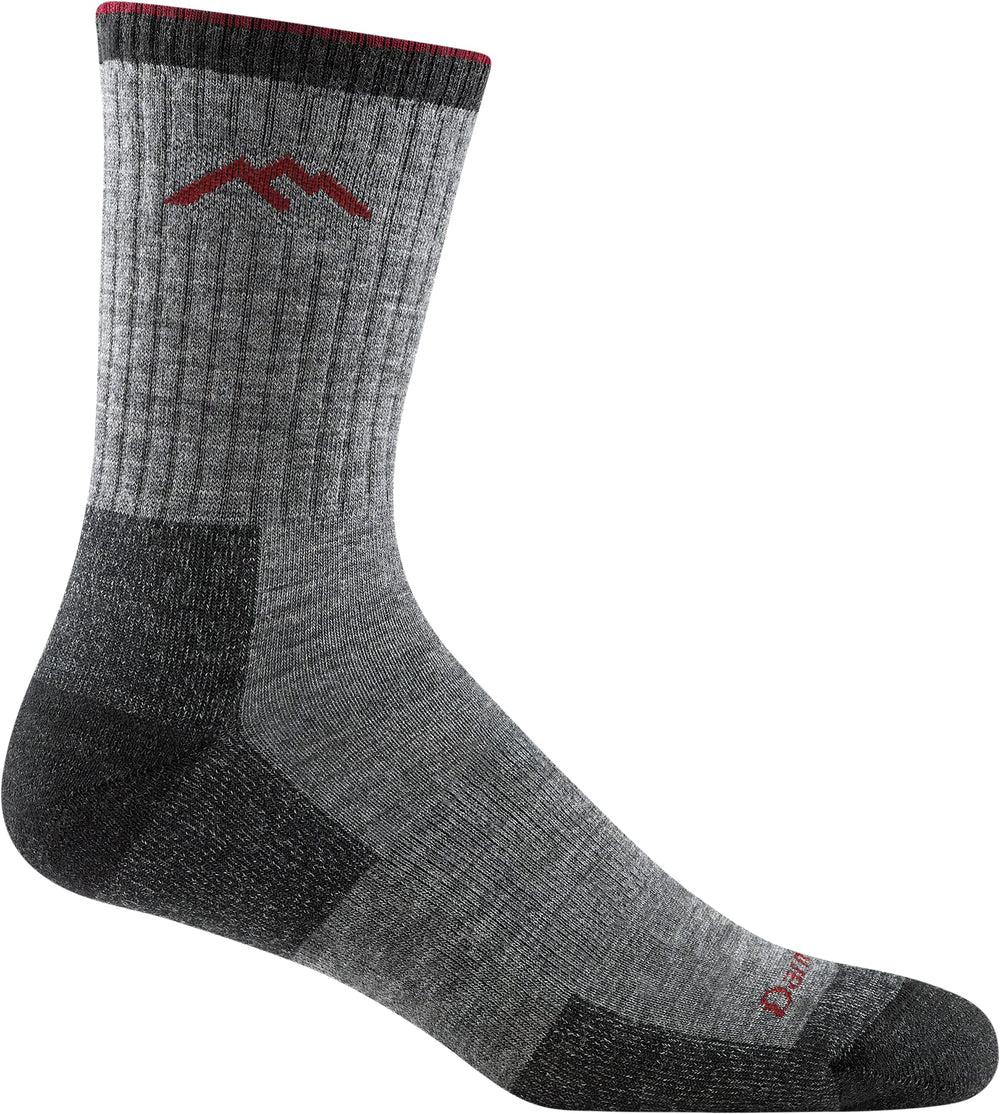 Darn Tough Vermont hiker micro crew sock closeup shows durable merino blend and midweight cushion.