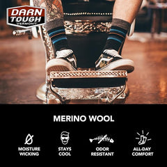 Darn Tough Vermont men's Druid Crew Lightweight pine sock mid-calf length, ideal for work.