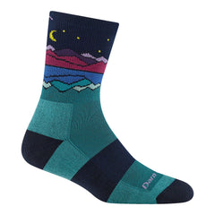 Darn Tough Mirror Lake Micro Crew Socks for Women in teal, front view, all-day comfort