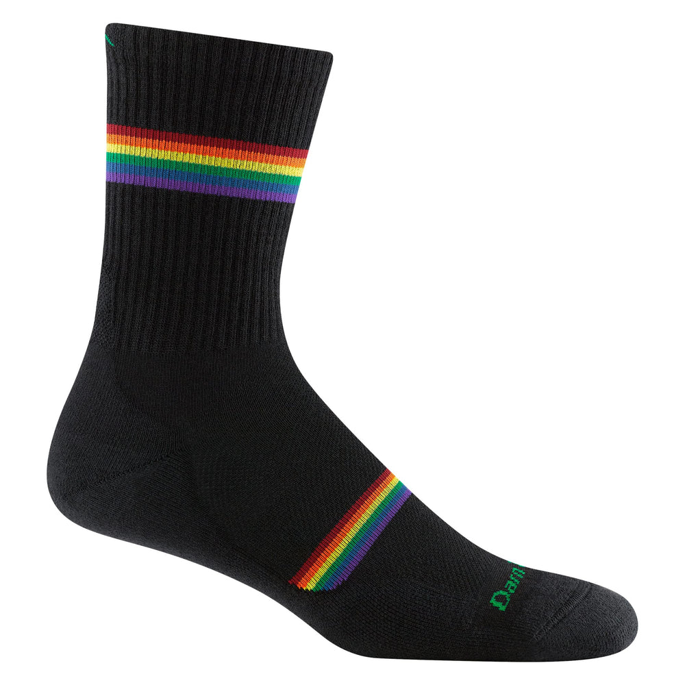 Darn Tough Vermont Prism Micro Crew sock black, front view for running comfort.