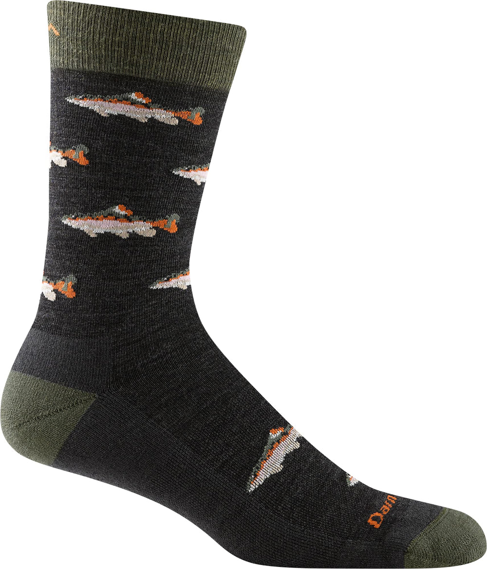 Darn Tough Vermont Spey Fly Crew charcoal sock – lightweight comfort for daily wear.