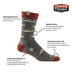 Darn Tough Spey Fly Crew underfoot terry cushioning enhances long-day comfort.