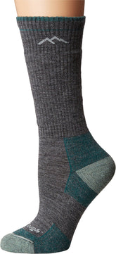 Darn Tough Vermont women's hiker boot cushion socks in grey mid-calf warmth for hikes