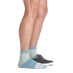 Darn Tough Vermont Home Base Shorty Meadow wearing with sneakers demonstrates versatile wear and 8.5-inch crew height.