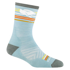 Darn Tough Vermont women's micro crew sock Glacier closeup showing seamless feel and light cushioning.