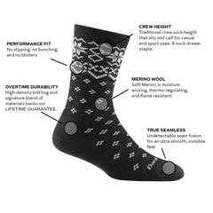 Darn Tough Vermont Shetland Crew on foot shows all-season comfort and moisture wicking.