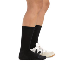 Darn Tough Vermont women's solid basic crew sock black mid-calf view for versatile casual and sport use
