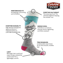 Darn Tough Vermont Yeti OTC Midnight over-the-calf on-foot shot emphasizes coverage and secure fit.