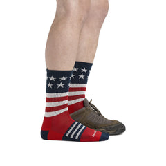 Darn Tough Vermont 1976 Captain Stripe Micro Crew sock knit with merino wool for breathable warmth.