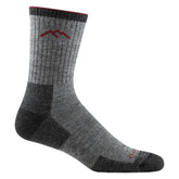 Darn Tough Vermont Style 1466 pack hiking sock front view in grey charcoal shows rugged hiking comfort