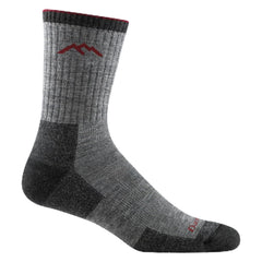Darn Tough Vermont Style 1466 pack hiking sock front view in grey charcoal shows rugged hiking comfort