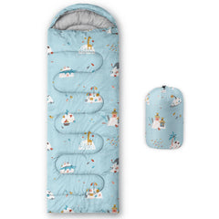 Datura Home Animal Island sleeping bag print for kids, ideal for outdoor adventures.