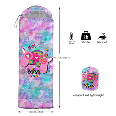 Datura home sleeping bag shown with compression sack for portable travel.